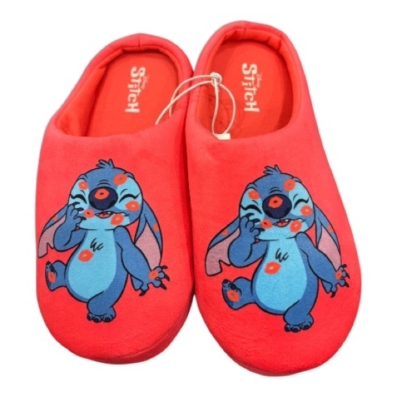 Disney Shoes - Disney Stitch Women’s Red Indoor Slippers NEW 7/8